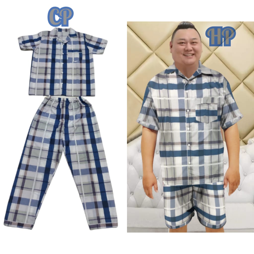 PIYAMA BAJU TIDUR KATUN COWOK/PRIA COUPLE AYAH DAN ANAK COWOK MOTIF KOTAK JOSEPH BROWN AND BLUE