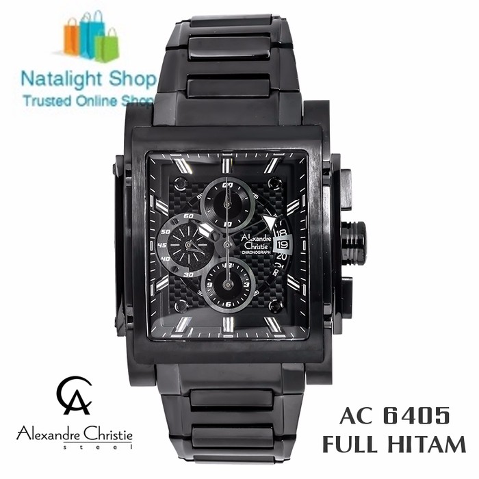 NTL2826 Jam Tangan Pria Alexandre Christie 6405 Hitam Original Sporty