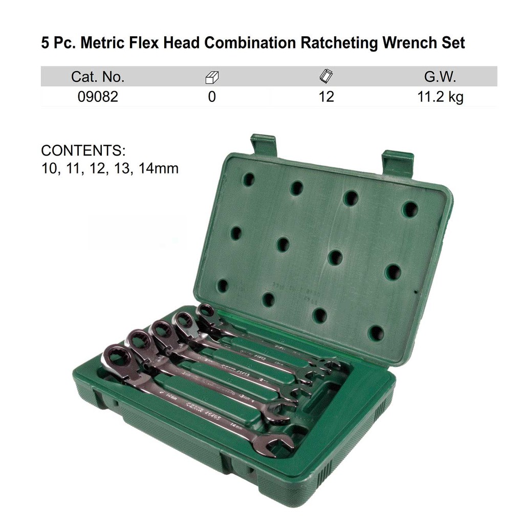 5 Pcs XL Flex Head Rachet Set 09082 SATA TOOLS