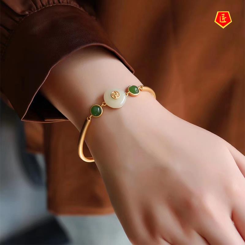 [Ready Stock]Retro Chinese Style Classic Natural Jade Bracelet