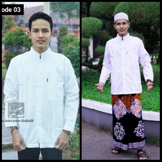 Baju koko putih polos HAIBAH/HABAIB