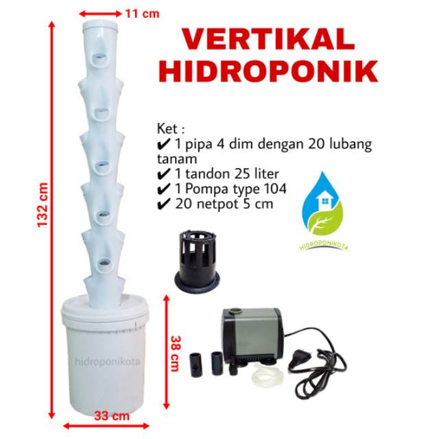 vertikal hidroponik 20 lubang tanam