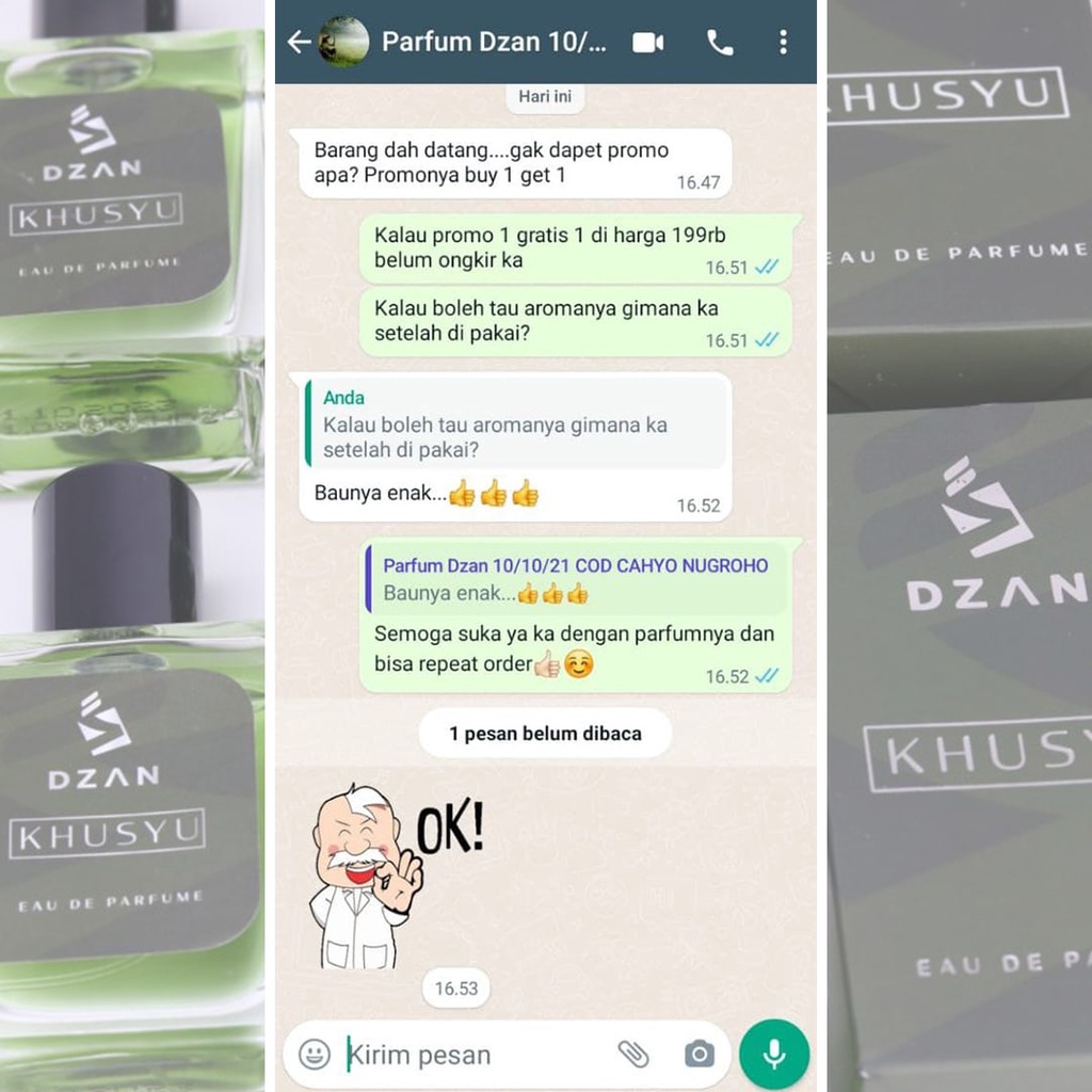 Parfum EDP Dzan Khusyu 50 ml Halal &amp; Tahan Lama untuk Pria dan Wanita