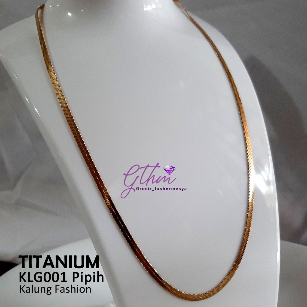 Kalung Titanium Model Pipih Bisa untuk Pria dan wanita Perhiasan Import Premium KLG001