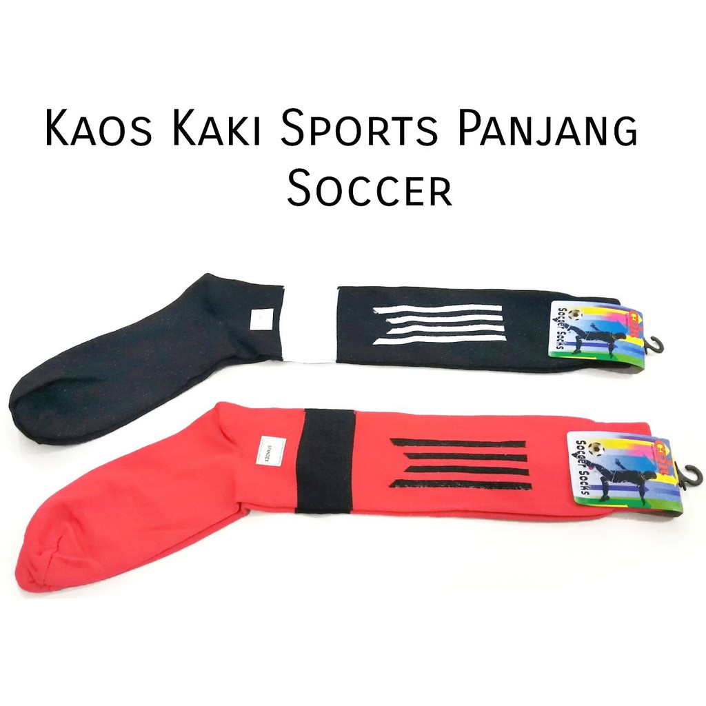 kaos kaki sports panjang soccer merah hitam kaos kaki sepak bola futsal football