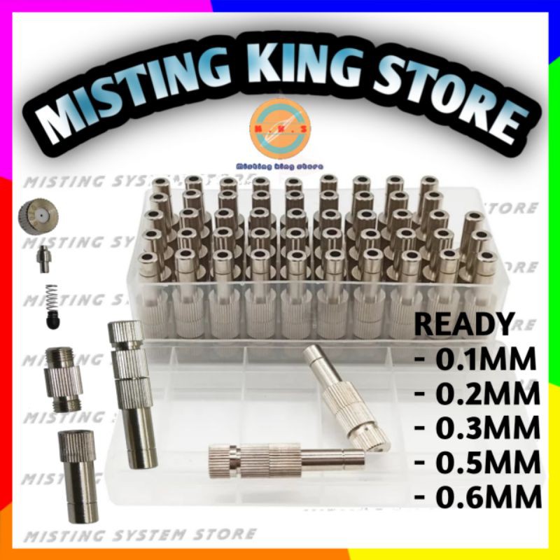 MIST NOZZLE 0.1 0.2 0.3 0.4 0.5 0.6 0.8MM MISTING SPRAYER MISTING DISINFEKTAN SPRAY EMBUN SLIP LOCK 6MM SELANG PU