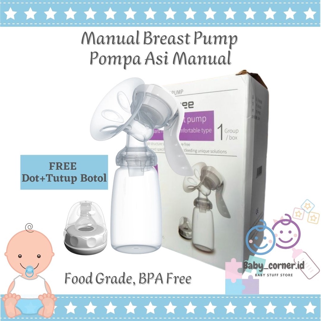 Pompa Asi Breast Pump Manual Real Bubee | Breastpump Powerful Nipple Suction | tutup botol real bubee