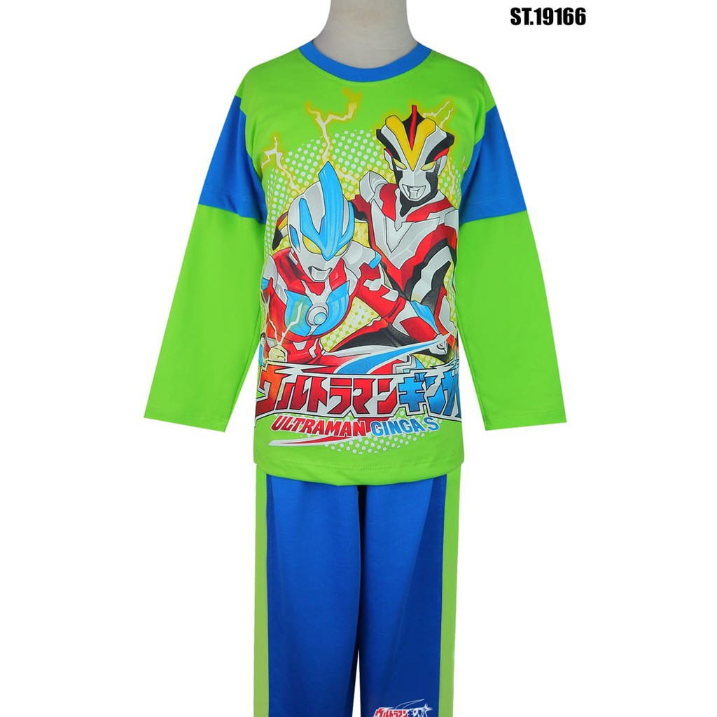 Piyama PP Ultraman Gingas Lengan Panjang - Celana Panjang Anak Cowok Porcupine Kaos Baju Tidur