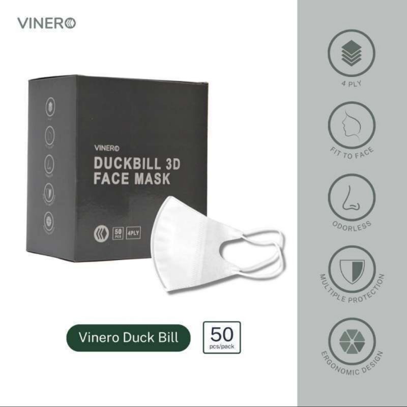 Masker Vinero Duckbill 4 ply face mask Earloop isi 50 pcs