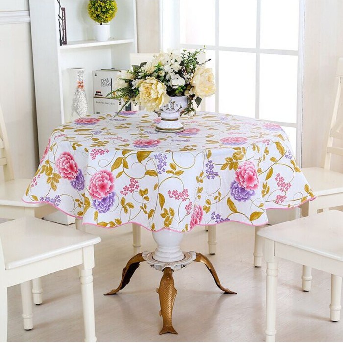 (BIG SIZE) Taplak Meja Makan Bulat Bulet Ruang Tamu Anti Air Alas PVC / Round Tablecloths 150x150cm