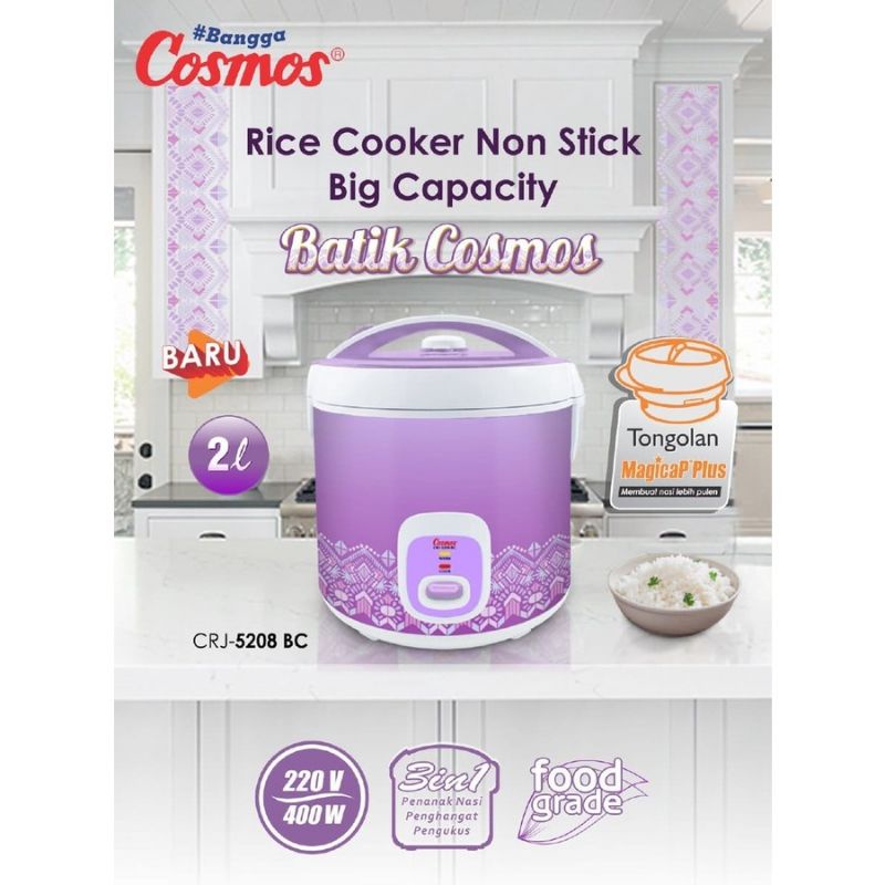 Penanak Nasi / Rice Cooker / Magic Com Cosmos CRJ-5208 BC 2L Batik