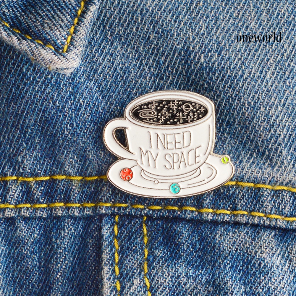 OW@ Fashion Unisex Coffee Cup Brooch Pin Enamel Backpack Coat Jacket Denim Jewelry