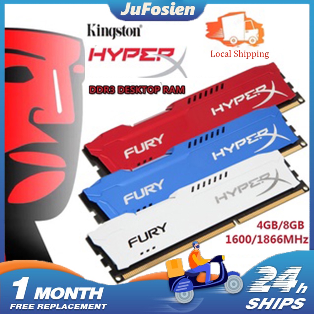 RAM KINGSTON HYPERX FURY GAMING DDR3 RAM 8gb PC ram 4gb  LONGDIMM PC12800 1600MHz 1.5V