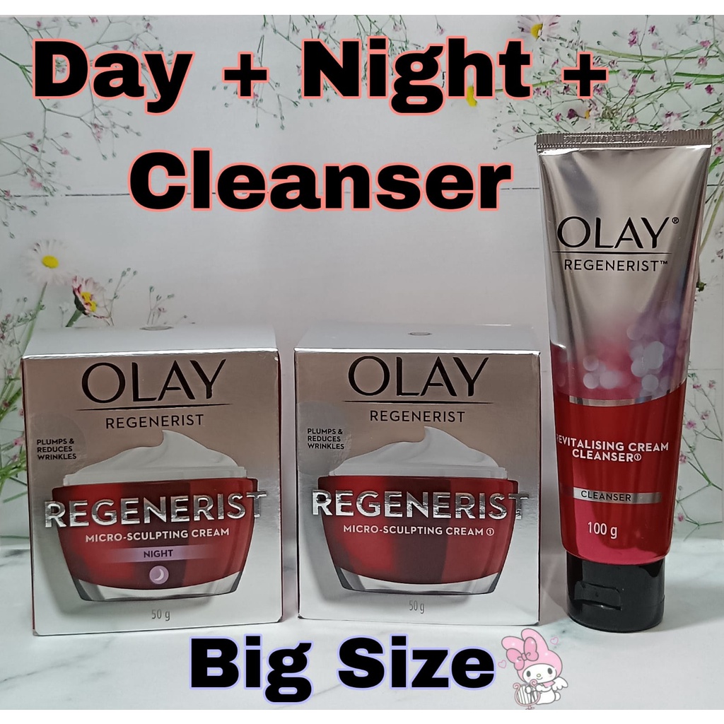 Paket Lebih Hemat OLAY Regenerist MicroSculpting Day + Night + Cleansing Foam Size Besar - Skincare 