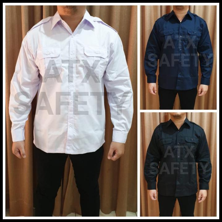 Kemeja Tactical Seragam Pdh Pdl Pns Formal Pria Lengan Panjang - Putih, M