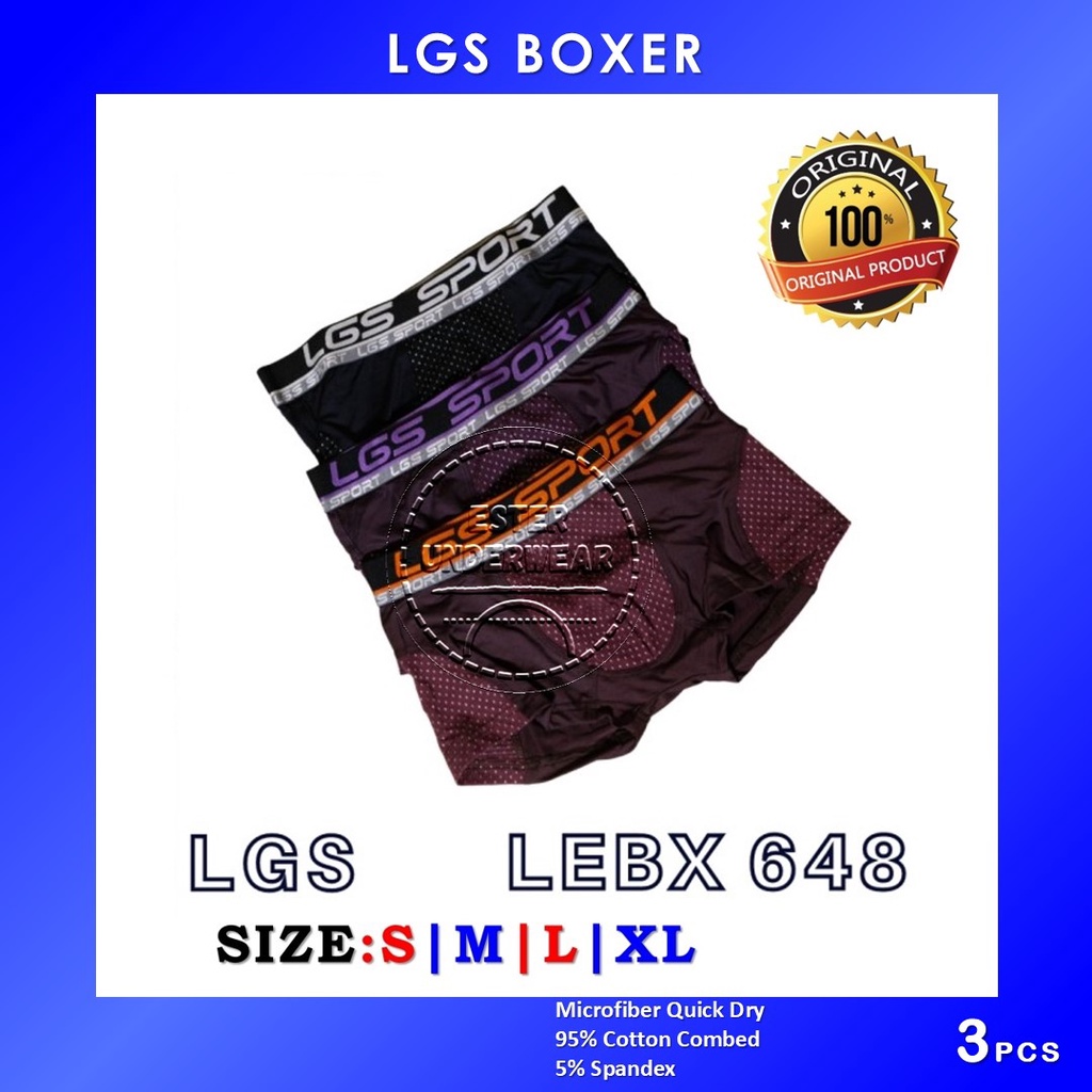 Celana Boxer Pria LGS 648 ISI 3Pcs|Celana Boxer LGS SPORT