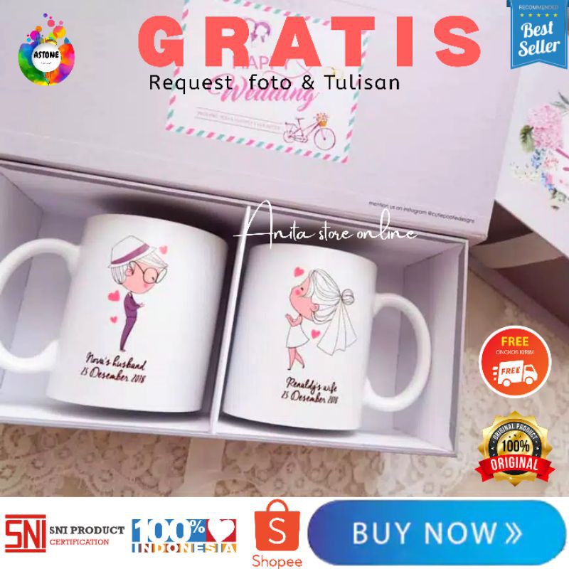 ASTONE Souvenir pernikahan  / Kado / Hadiah / Ulang tahun / Mug / Wisuda  / Bayi / Unik / Mug Custom