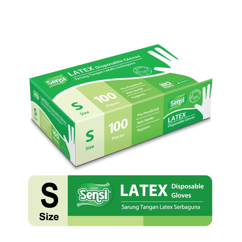 Sensi Latex Disposable Gloves Pre-Powdered 100