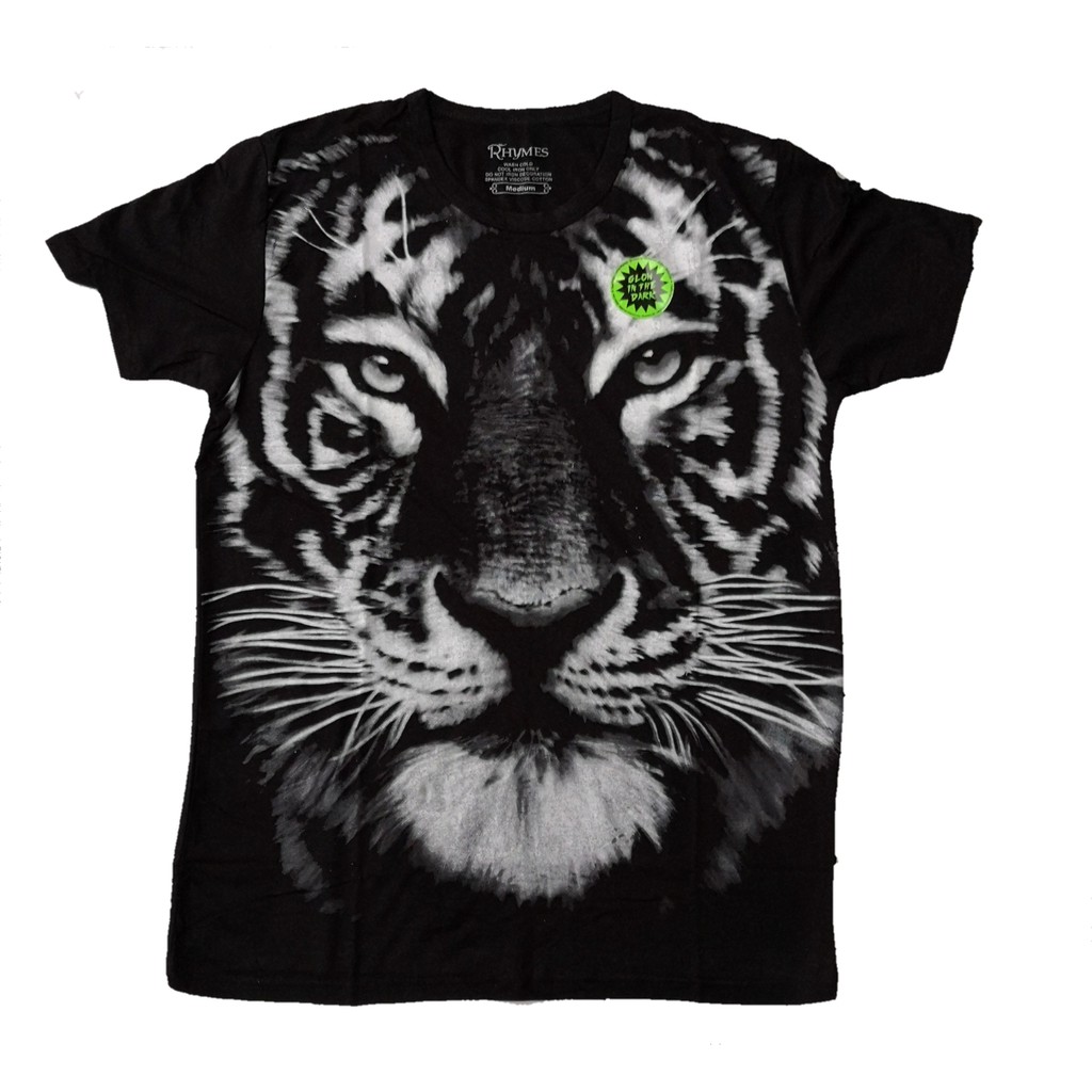 Baju Kaos Tshirt 3D Glow in the dark Macan Putih Import Jumbo Big Size XL-XXXL