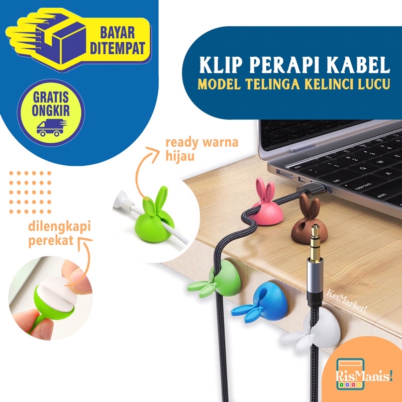 BUNNY CORD HOLDER Klip Kelinci Lucu Pengikat Perapi Penjepit Kabel Charger HP Laptop Cable Organizer