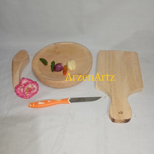 Kitchen Set Paket Alat Dapur Cobek Talenan dan Pisau Dapur Mini