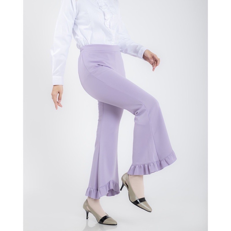 celana cutbray ruffle wanita panjang fashion korea muslimah dapat dipaki kuliah/ kerja kekinian kece