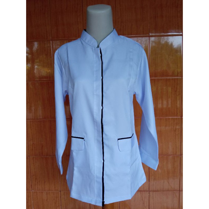 BAJU DINAS WANITA LIST HITAM / BAJU ASN WANITA 2 KANTONG BAWAH