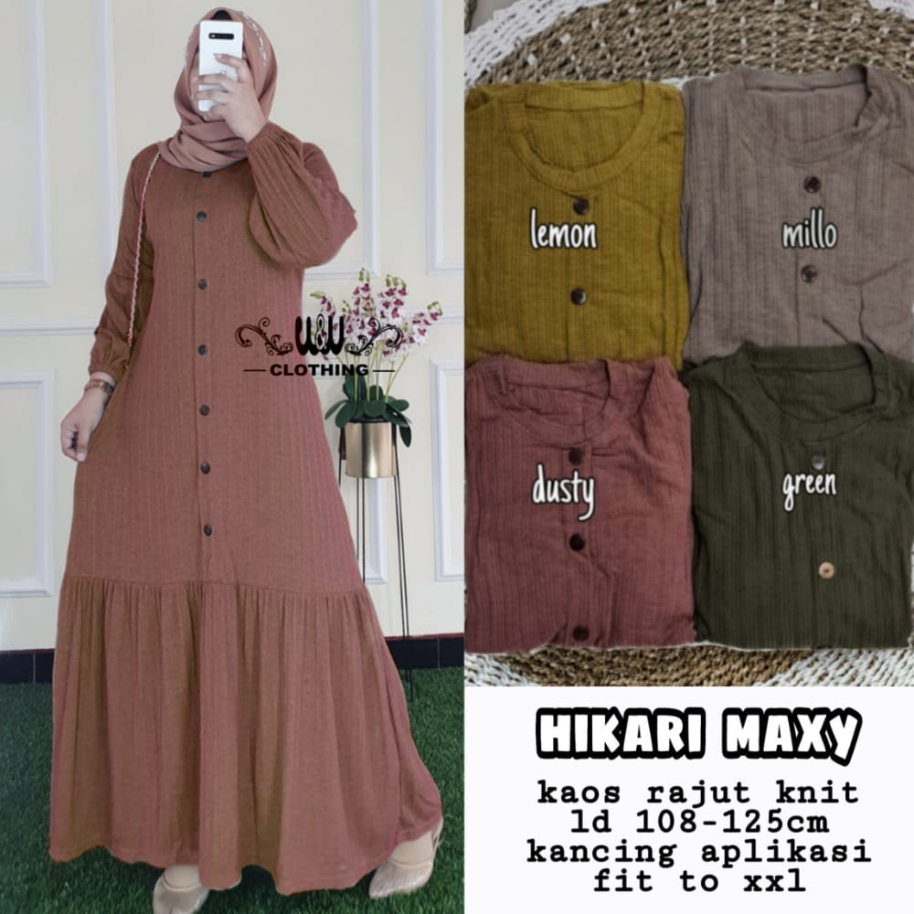 Hikari Baju Gamis Rajut Knit Jumbo Ld 120 125 Gamis Lengan Balon Jumbo XXXL Kekinian
