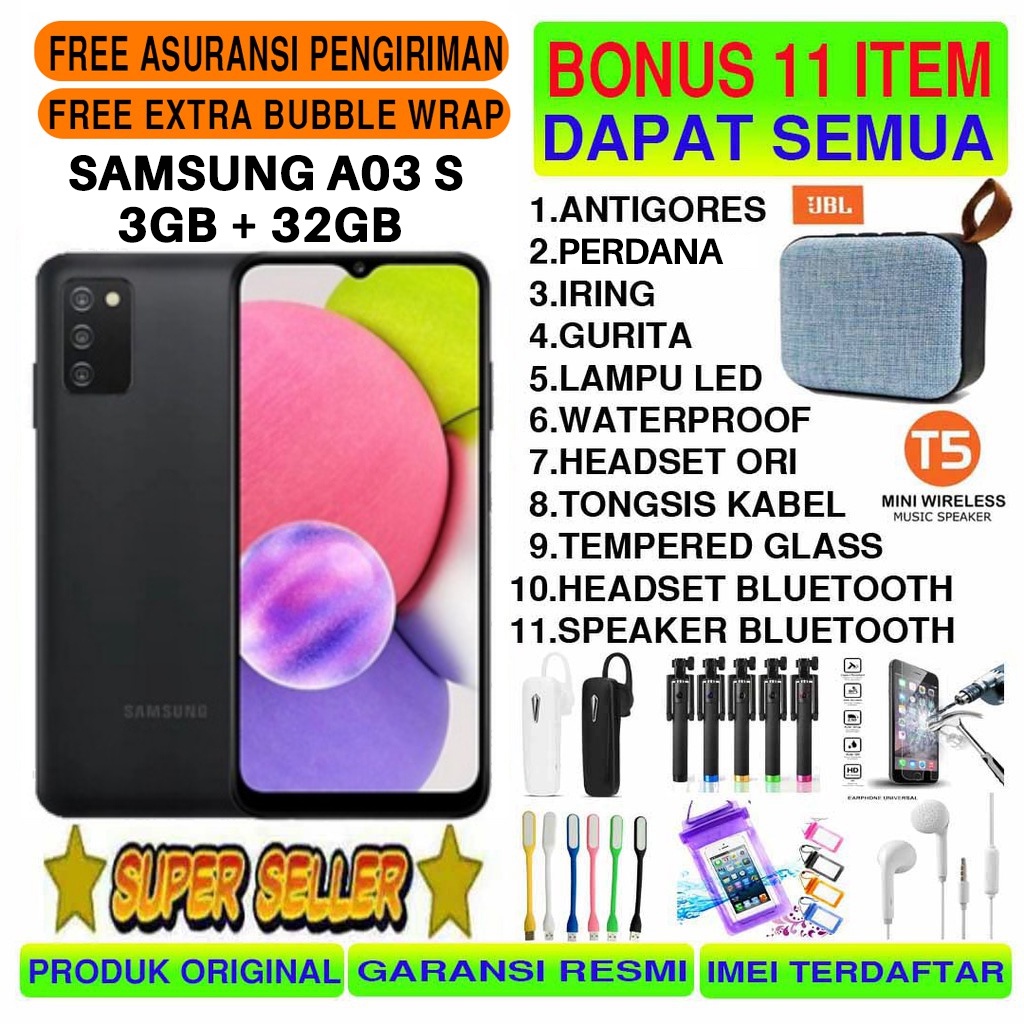 SAMSUNG GALAXY A03s 3/32 GB RAM 3GB ROM 32GB & A02 GARANSI RESMI