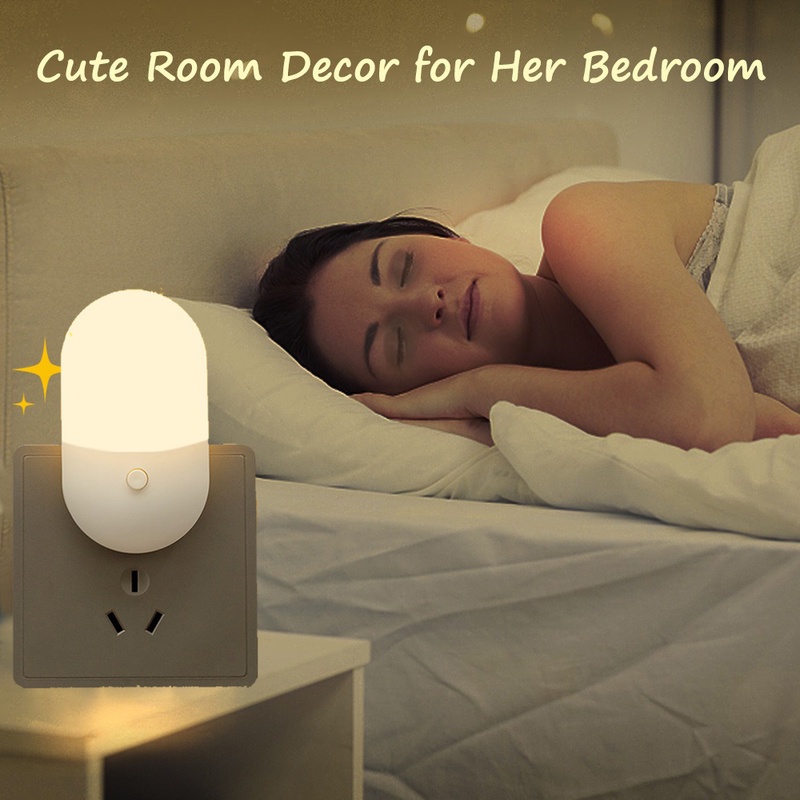 Lampu Malam LED Dimmable Warna Warm Plug EU US Untuk Dekorasi Kamar Bayi