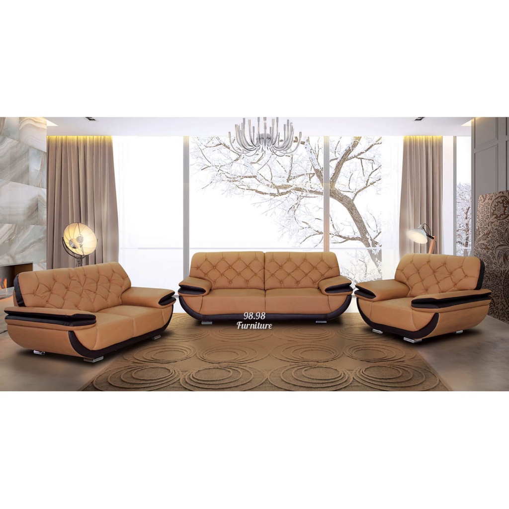 TITOV Sofa Tamu 321 Kulit - Sofa Tamu Kulit 321 Giovani - Sofa Garansi 5 Tahun - Sofa Tamu 321 Kaki 