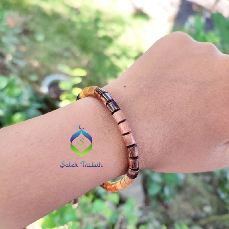 Gelang Kombinasi 10 Kayu Bertuah, Size 6mm Model Tabung