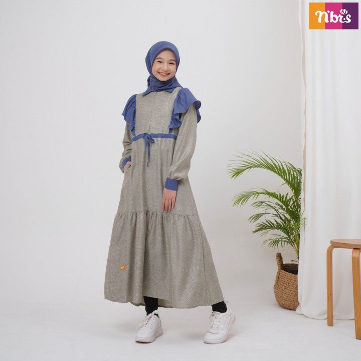 Nibras Midi Dres NT 076 Terbaru 2022 / Fashion Muslim Nibras Kekinian / Gamis Remaja