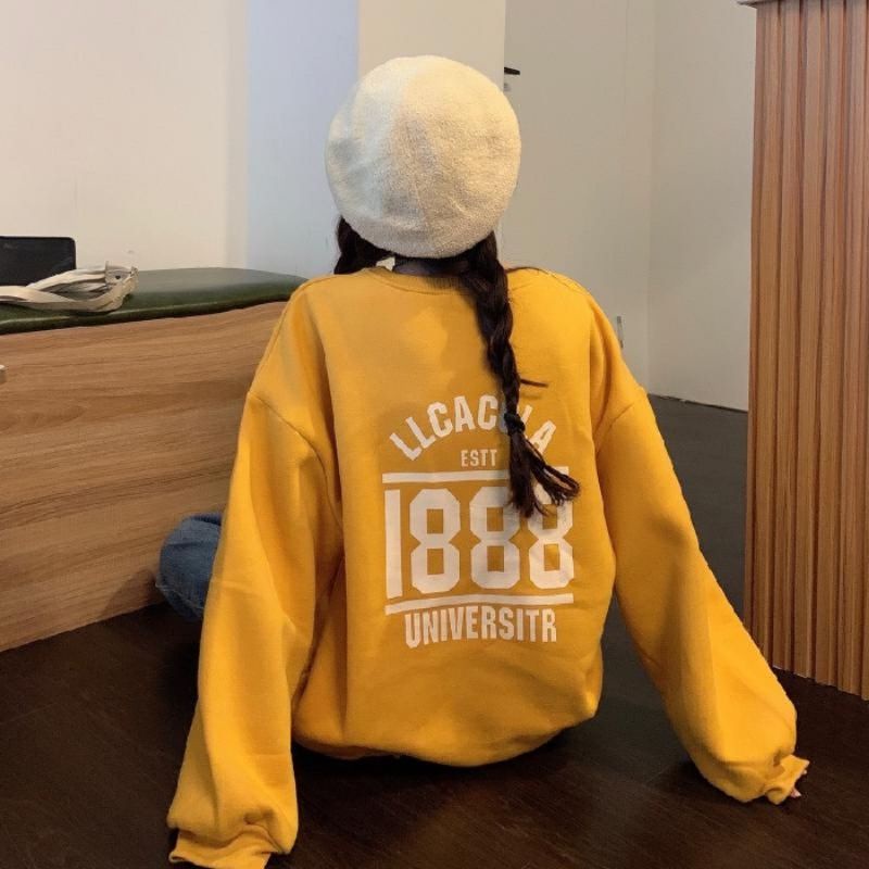 (S - 6XL) Sweater Korean BIGSIZE Urban Style 1888 University LLCOCOLA Oversize Jumbo Sweatshirt Harajuku Yellow Gray Abu mUda Misty Unisex