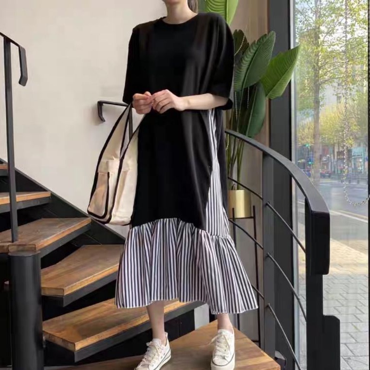 84810 Baju Midi dress gaun santai Korean style wanita import baju Midi dress gaun pesta kondangan sa