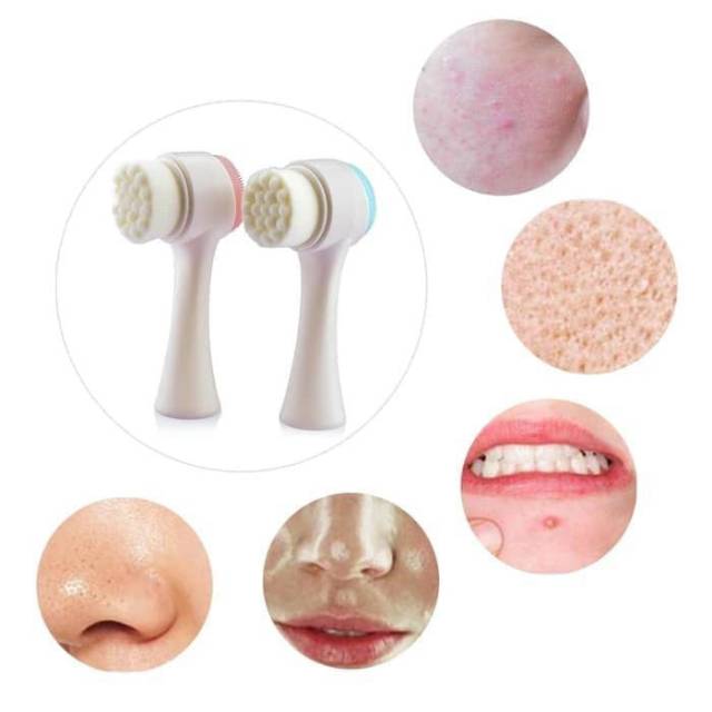 Sikat wajah silikon 2 sisi / facial brush / pembesih wajah / alat cuci muka