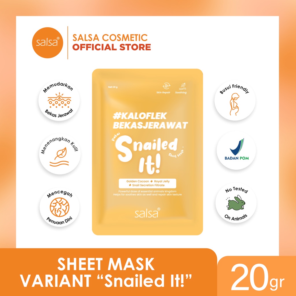 SALSA Sheet Mask - Masker Wajah Daily (Hyaluronic, Vitamin ABC, Snail) - JB