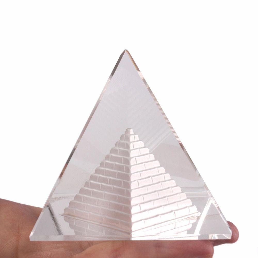 AUGUSTINA Crystal Piramid Transparan Patung Geomancy Ukir Model Bangunan Kuno 3D Mesir Dekorasi Rumah Reiki Chakra Healing Egypt Pyramid