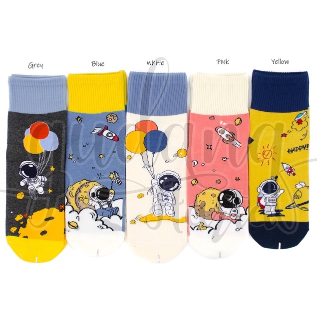 Kaos Kaki Unisex Motif Astronaut Balon Socks Motif Angkasa GH 103203