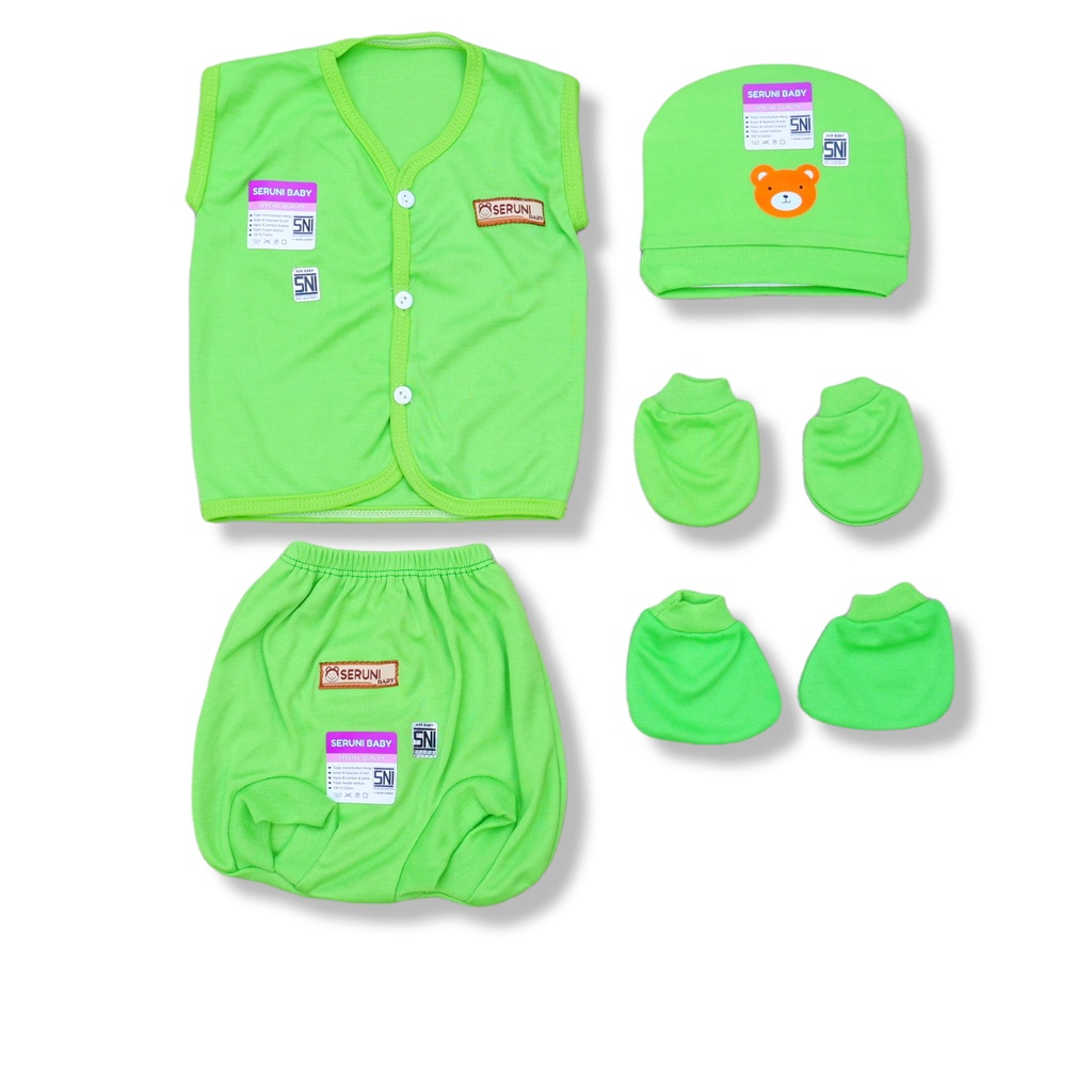 SERUNI BABY - Set Setelan Baju Bayi Topi Kupluk Sarung Tangan Kaki SNI Motif  Wartu