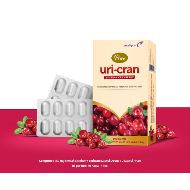 Combiphar Prive Uri-Cran Cranberry Extract Original BPOM-ISI 30 KAPSUL