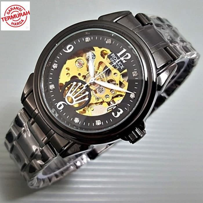 COD Jam Tangan Rolex Automatic Rolex Rantai Hitam