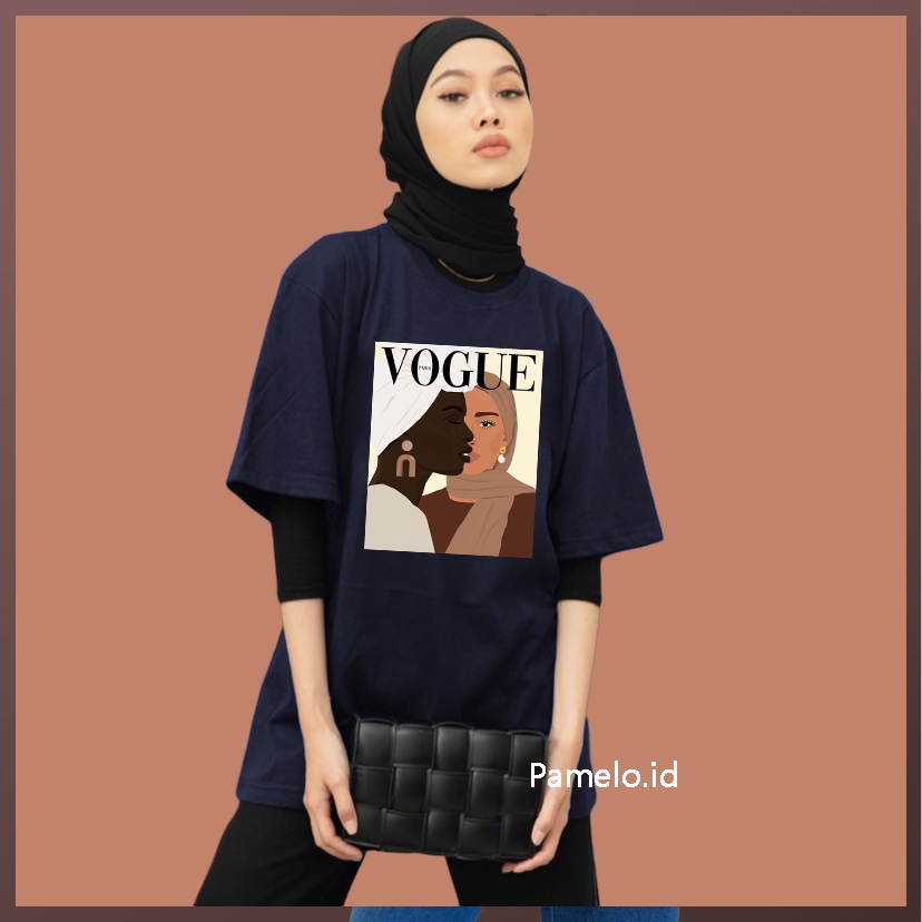 Pamelo.id Hijaber 2V Kaos Oversize/Fashion Muslim/Kaos Hijab/Kaos Kartun Hijab/Kaos Oversize Hijaber/Tunik Hijaber/Kaos Tangan 3/4