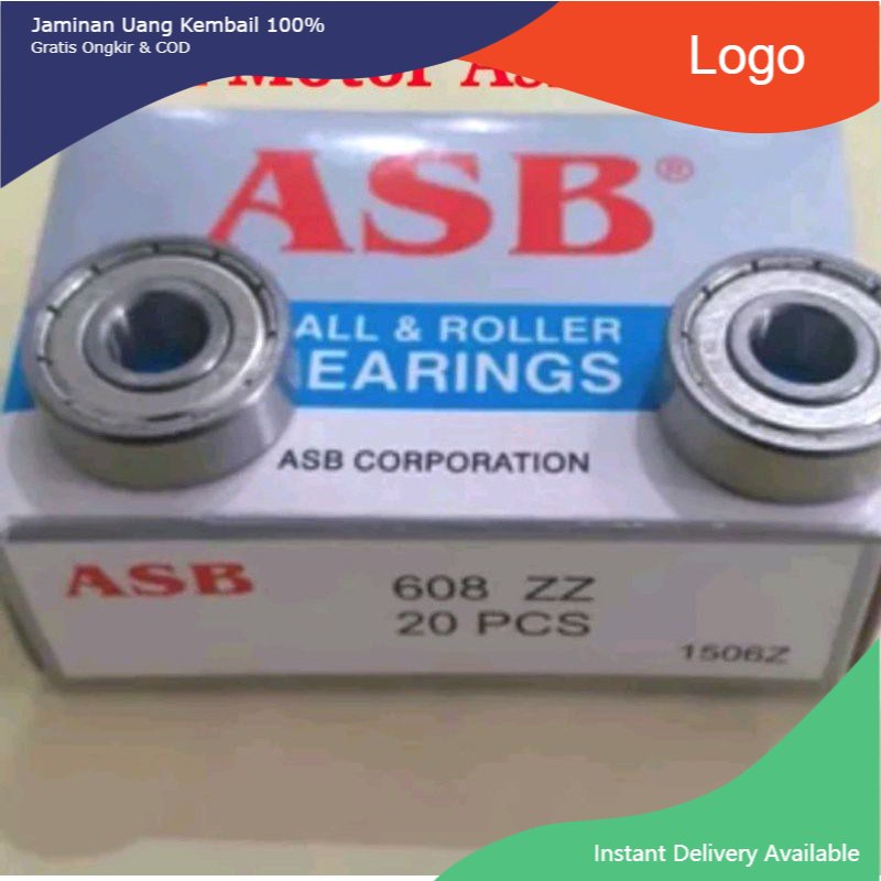 Bearing 608 ZZ ASB Ukuran 8x22x7 mm Bering Laher Laker 608ZZ ASB 8 x 22 x 7 mm