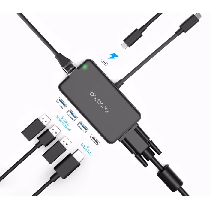 Dodocool 7 in 1 USB C Hub VGA USB C PD HDMI RJ45 USB 3.0