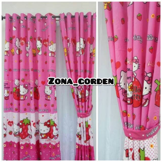 Gorden Motif Hello Kitty Hellokitty Pink Terbaru Tirai Jendela Pintu Minimalis Murah Dekorasi Kamar Shopee Indonesia