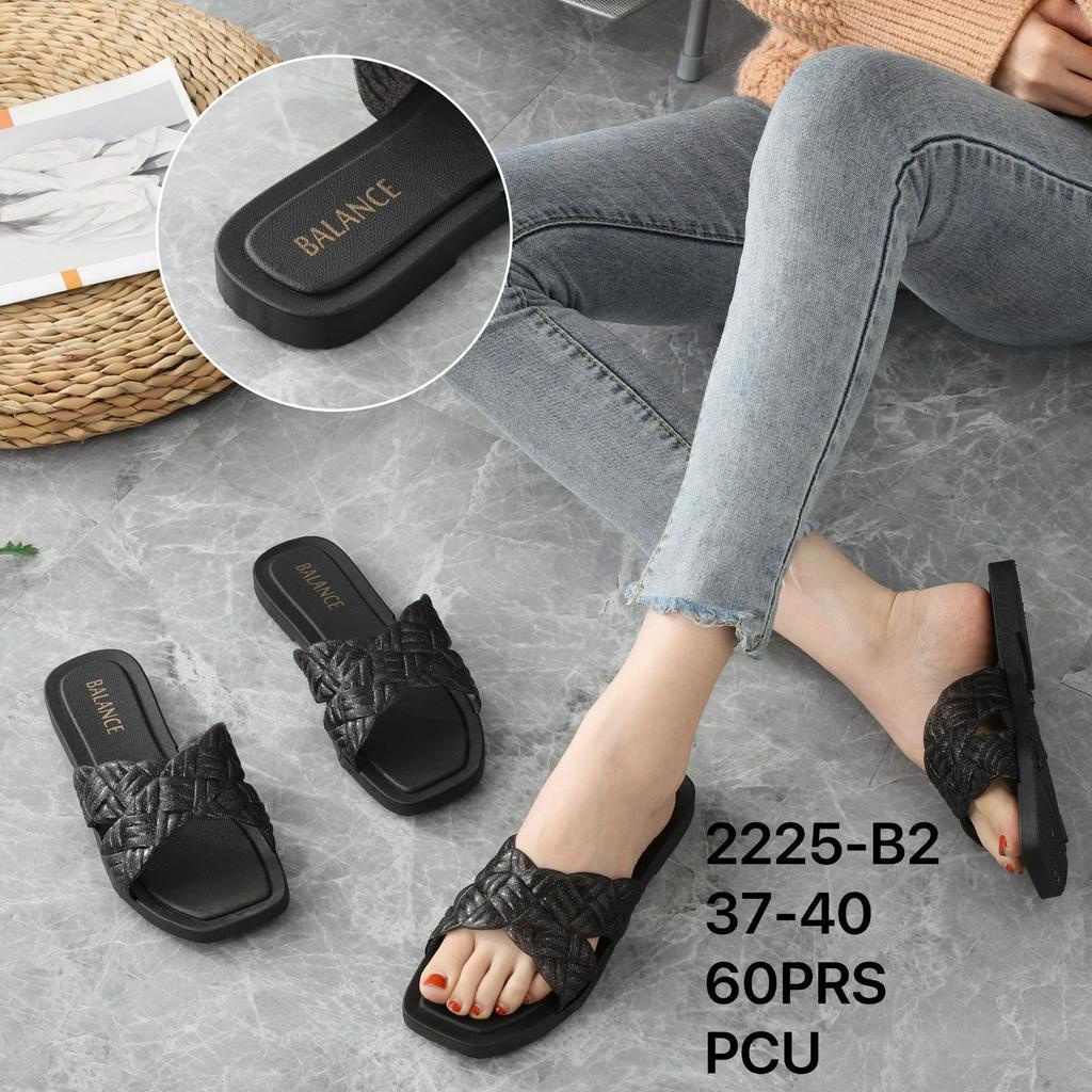 Sandal Wanita Selop Tali SILANG Glitter Balance 2225-B2 SLENKK BLC