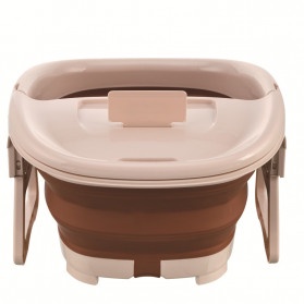 Ember Baskom Lipat Rendam Pijat Kaki Massager Pedicure Manicure Spa Bucket Folding Portable- SN521 - Brown