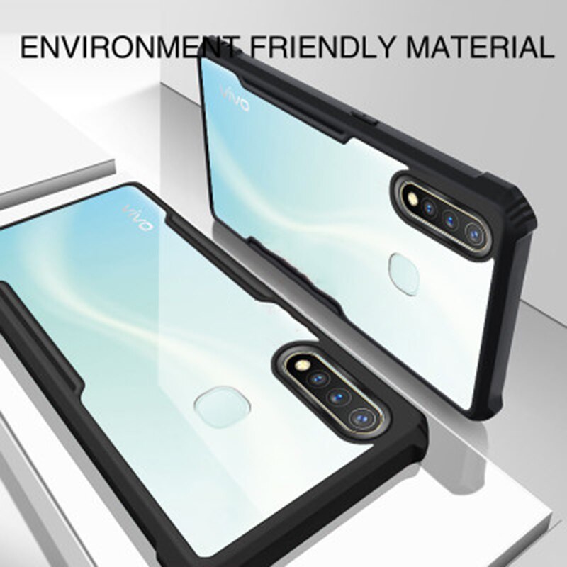 Case Vivo Y15 Armor Fusion Transparent Casing Free Skin Carbon 3D