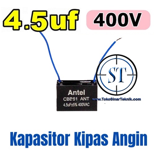 Kapasitor Kipas Angin 4,5/400V AC Kotak Hitam Capacitor Kipas 4.5 Mikro 400 Volt 4.5/400V 4.5uf 400v